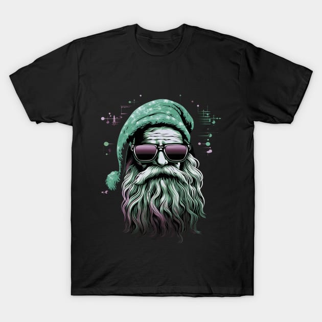 Modern Santa Claus with sun glasses T-Shirt by Tiessina Designs